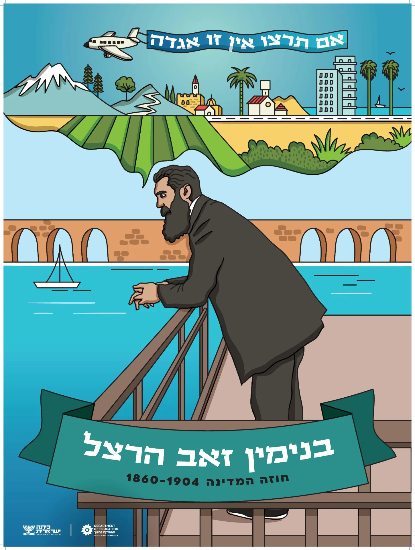 Israeli Historical Figures Poster - Theodor Herzl